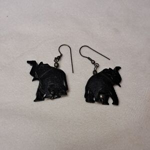 Carved Wooden Elephant Earrings